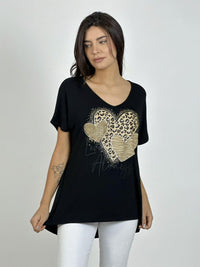 Polera Algodón 3 Corazones Print