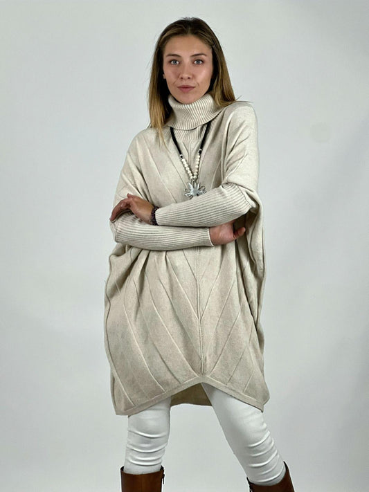 Sweater Lana con Relieve en Diagonal