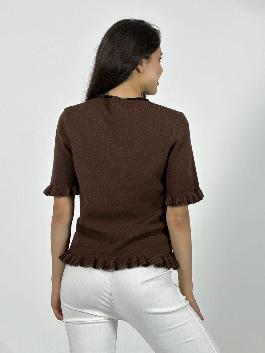 Sweater Spandex Manga Corta con Vuelos