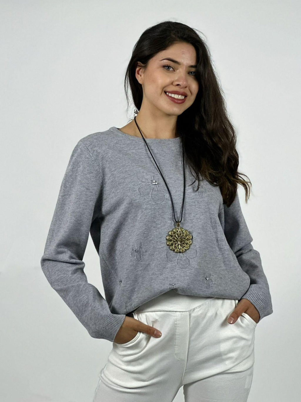 Sweater Spandex Flores y Diamantes