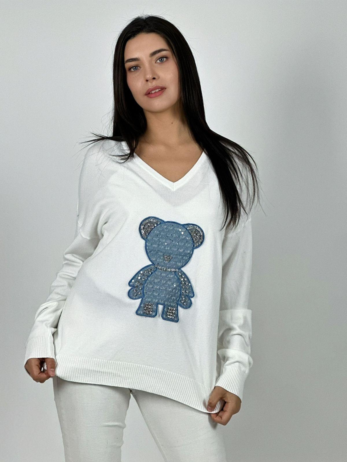 Sweater Spandex Diseño Osito Brillante