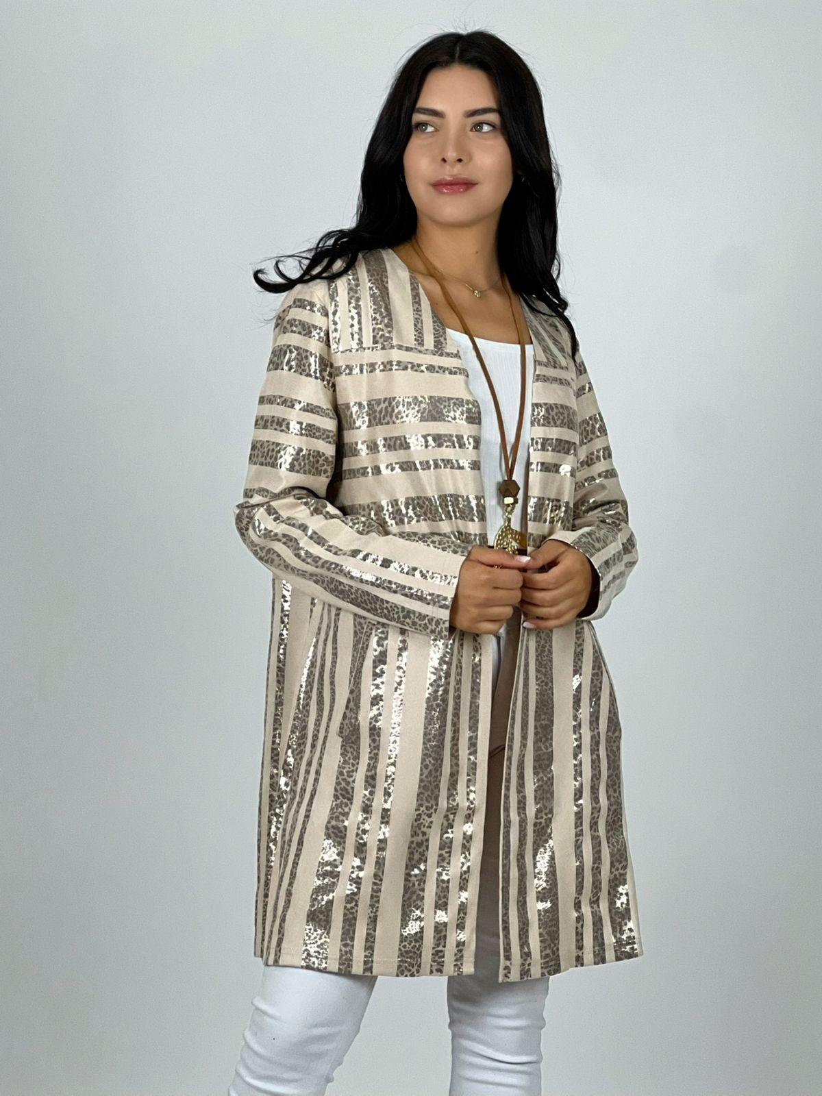 Chaqueta Gamuza Líneas Brillantes