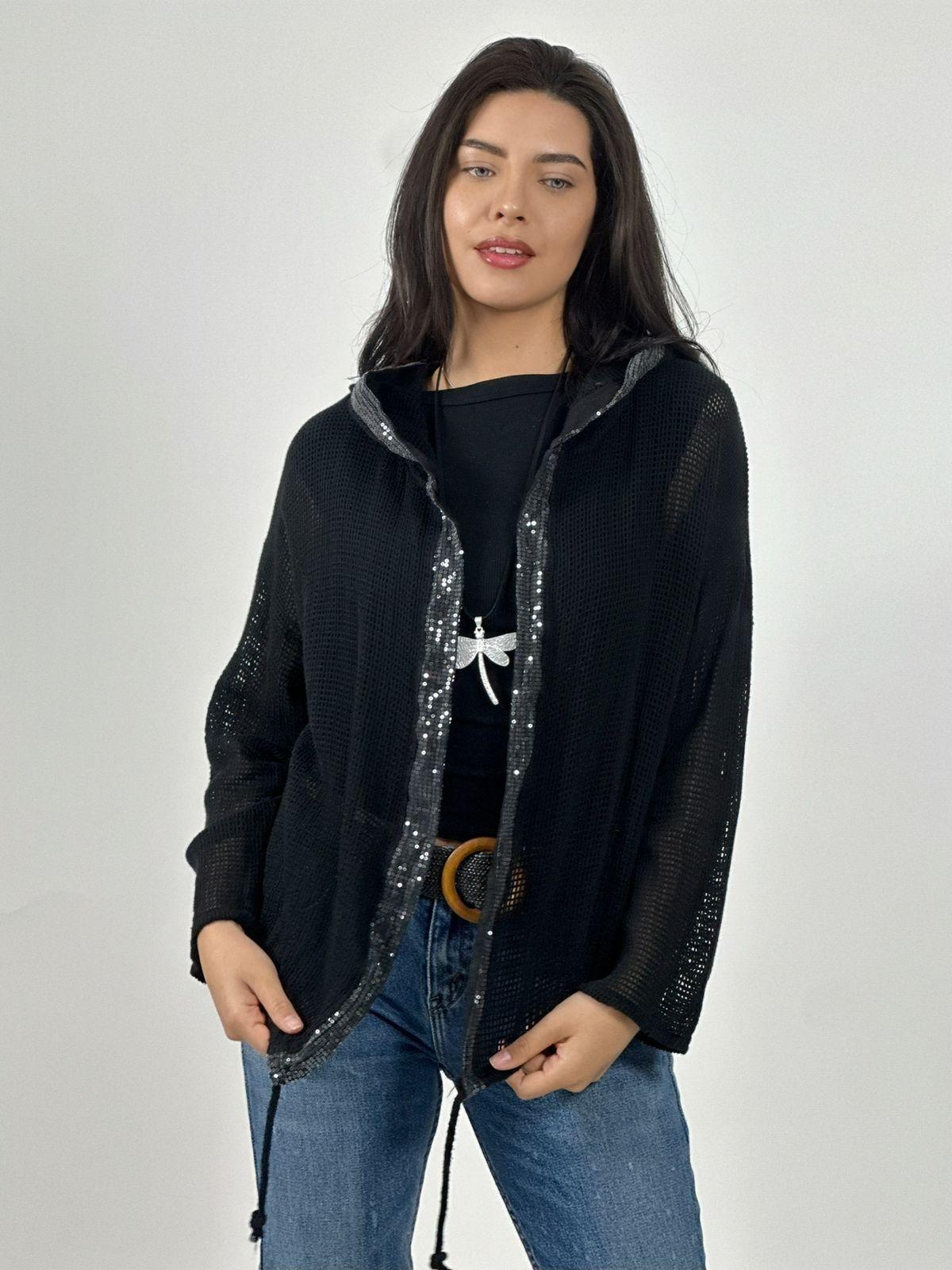 Bomber Italiana Tejida Bordes con Brillos