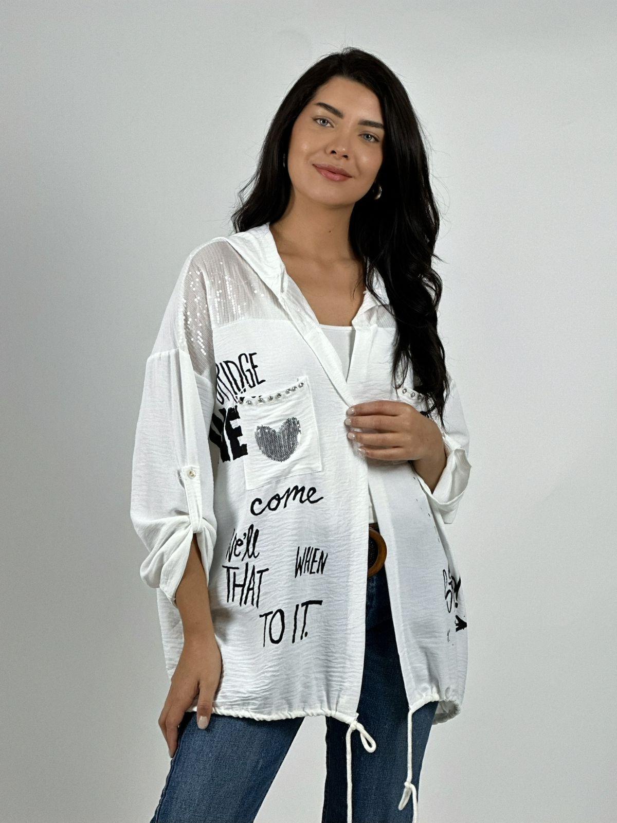Blusa Crepé  Estampado Letras con Gorro