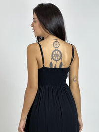 Vestido Crepé Torso Encaje