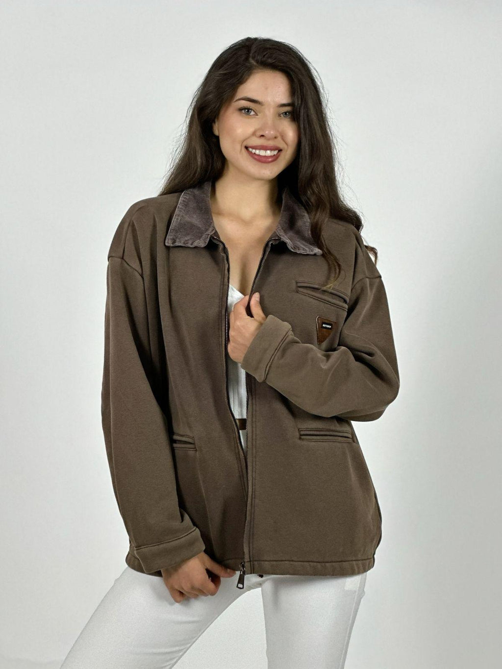 Chaqueta Afranelada con Cierre