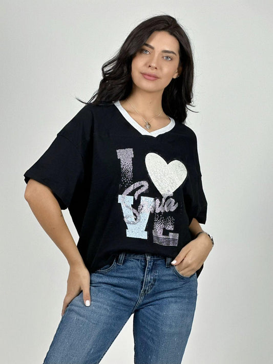Polera Algodón Love Brillante