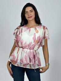 Blusa con Amarra Lirios Estampados