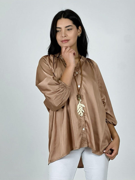 Blusa Satin Cuello V