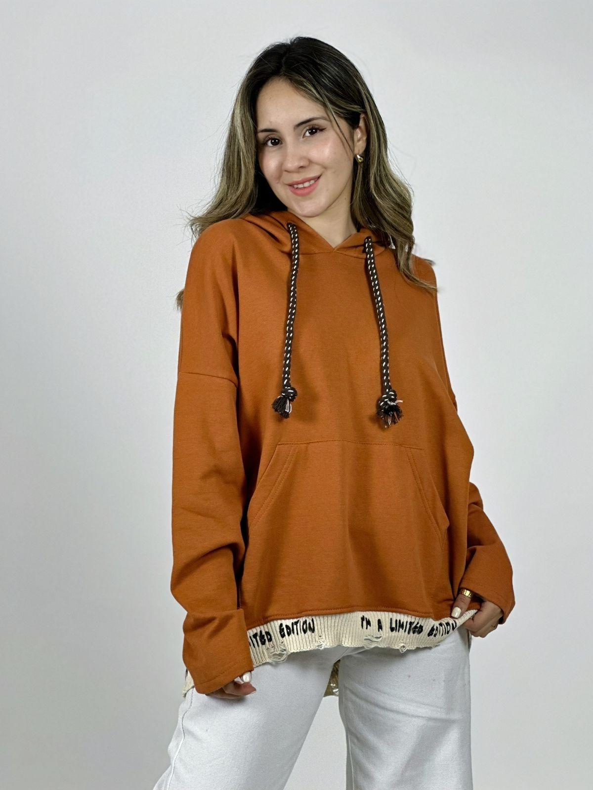 Polerón Italiano Algodón Afranelado Borde Letras