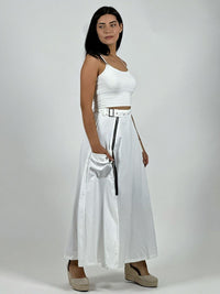 Falda Larga Con Cinturón y Cierre Abertura