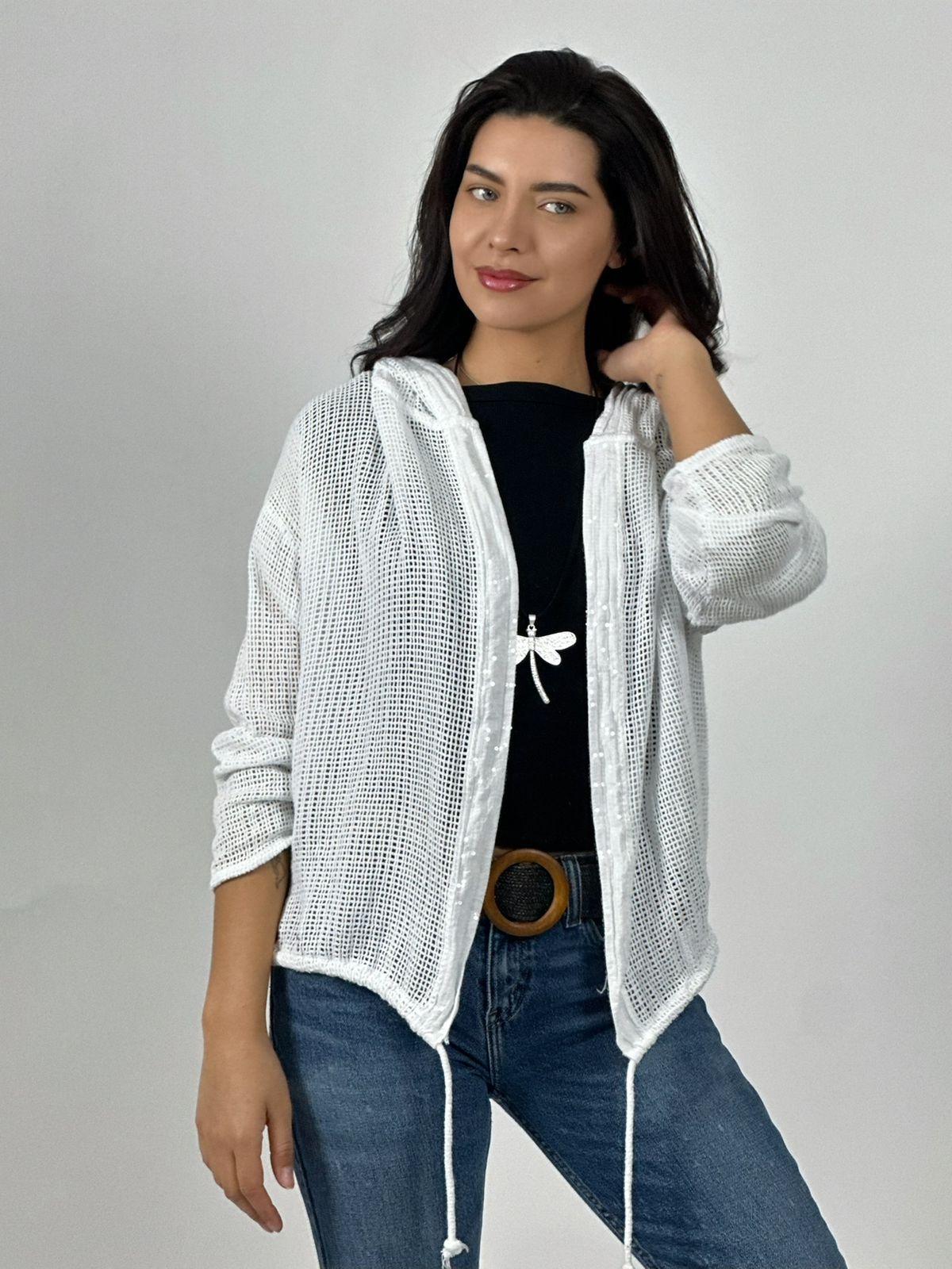 Bomber Italiana Tejida Bordes con Brillos