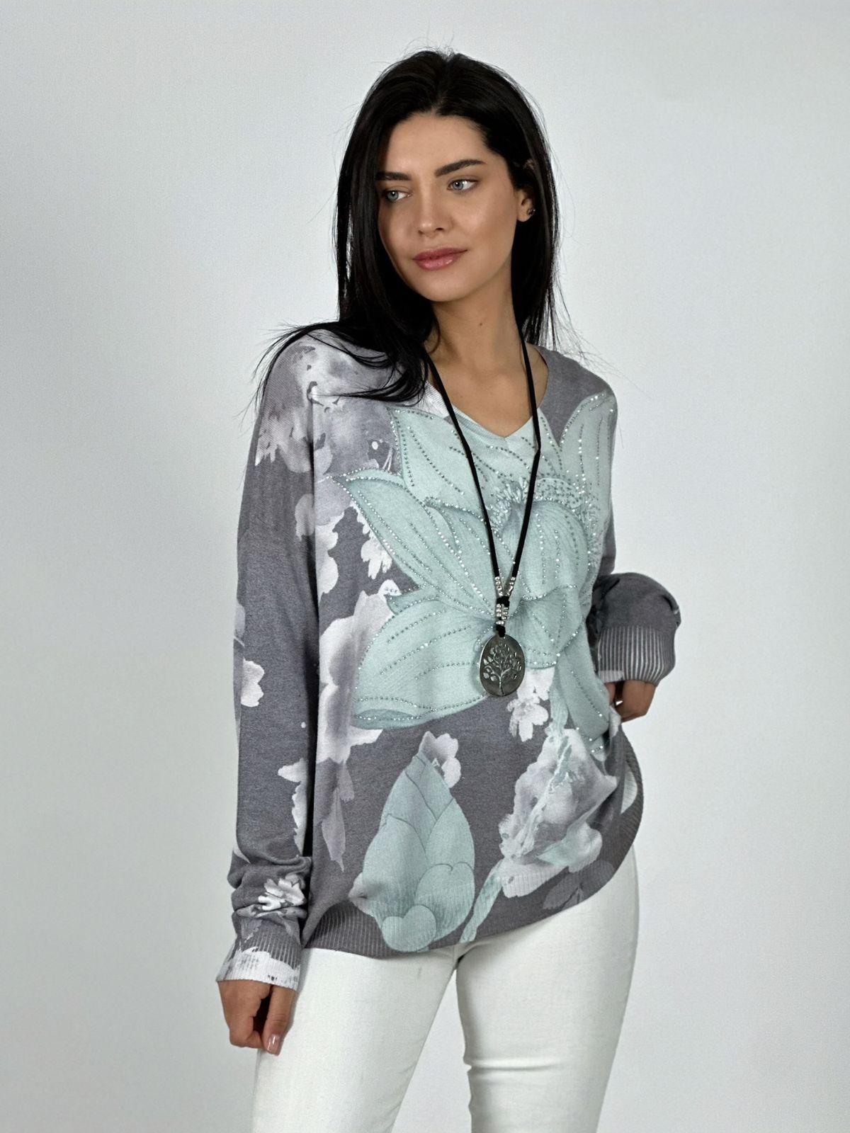 Sweater Spandex Flor de Loto Brillos