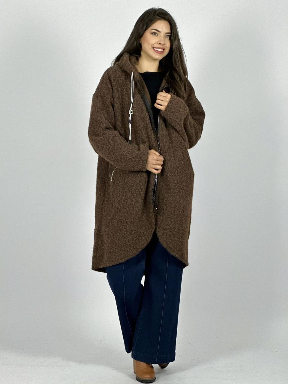 Abrigo Lana Italiano Peludito con Cierre