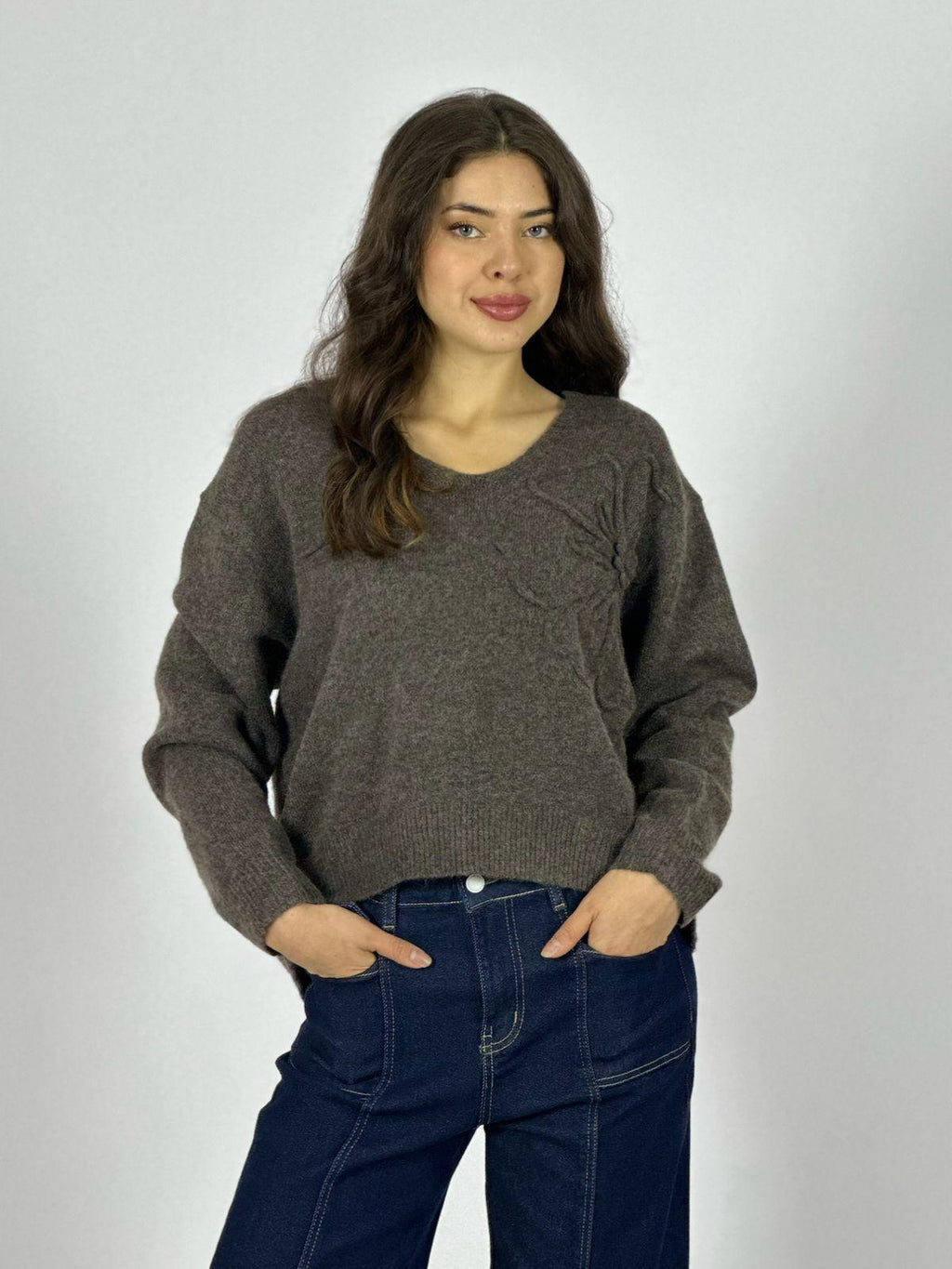Sweater Lana Flor Bordada