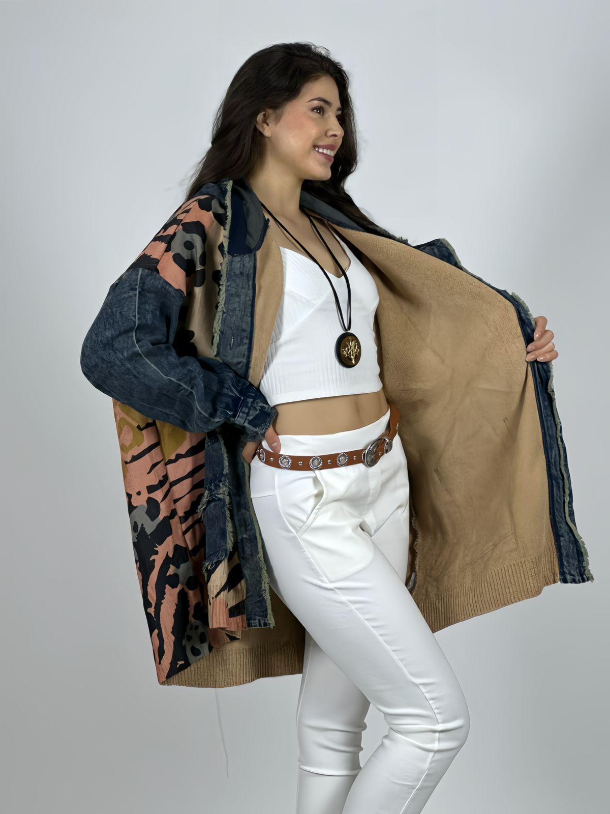 Abrigo Mezclilla/Lana Mix Print