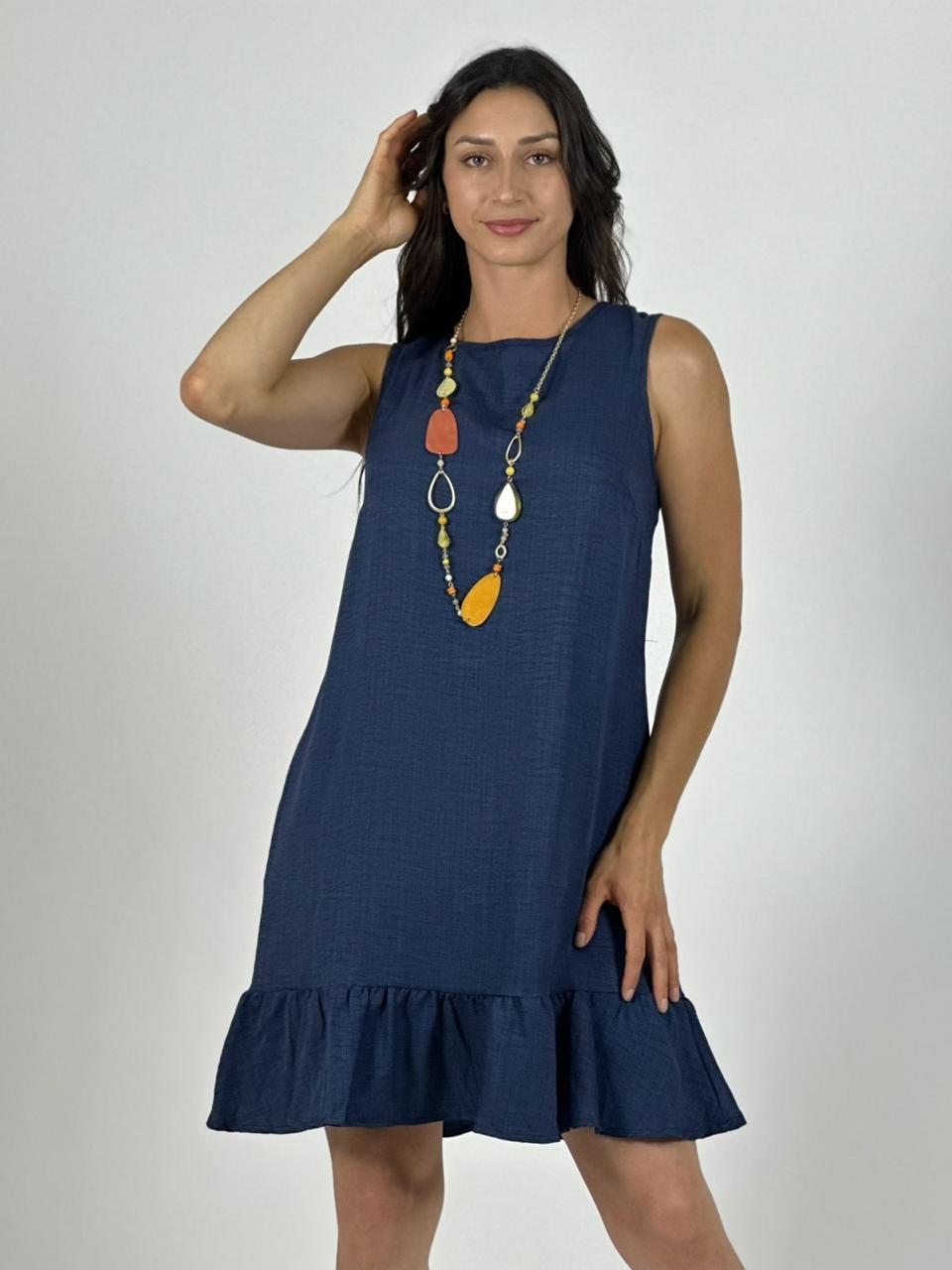 Mini Vestido Sin Mangas Tela Cey