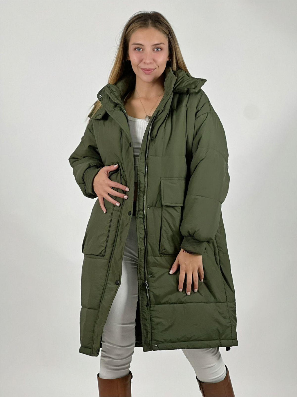 Parka Acolchada Bolsillos Cargo
