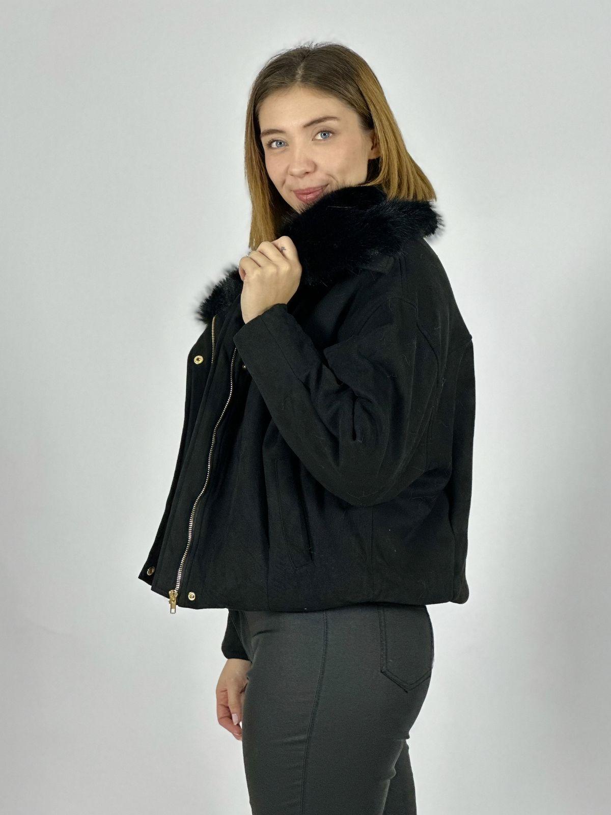 Chaqueta Gamuza Acolchada Cuello Peludo