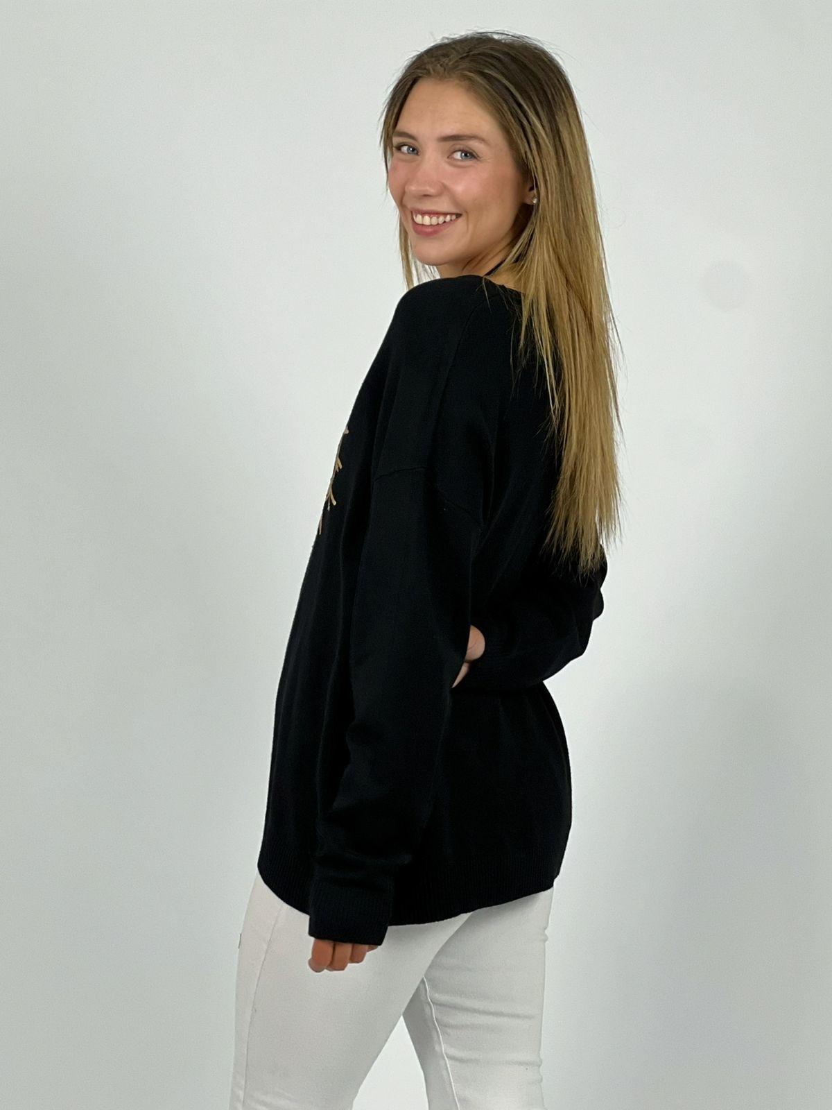 Sweater Corazón Lentejuelas Doradas