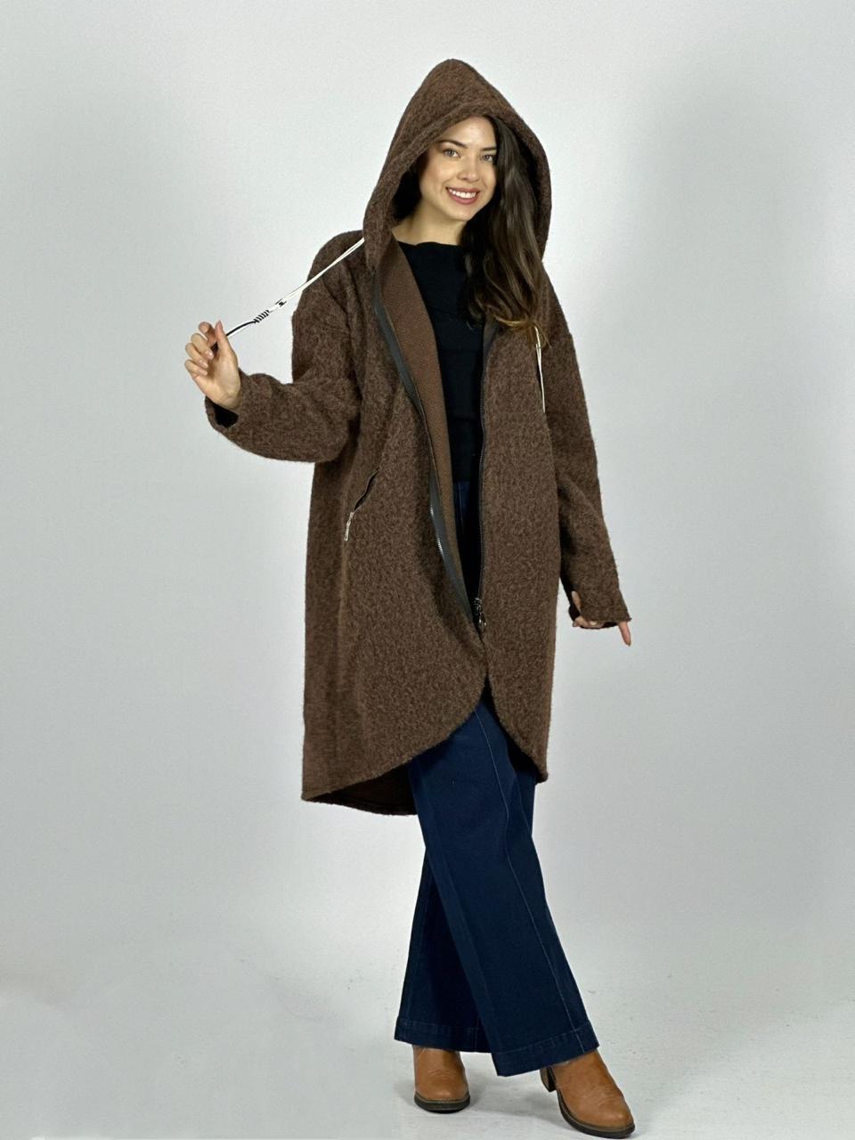 Abrigo Lana Italiano Peludito con Cierre