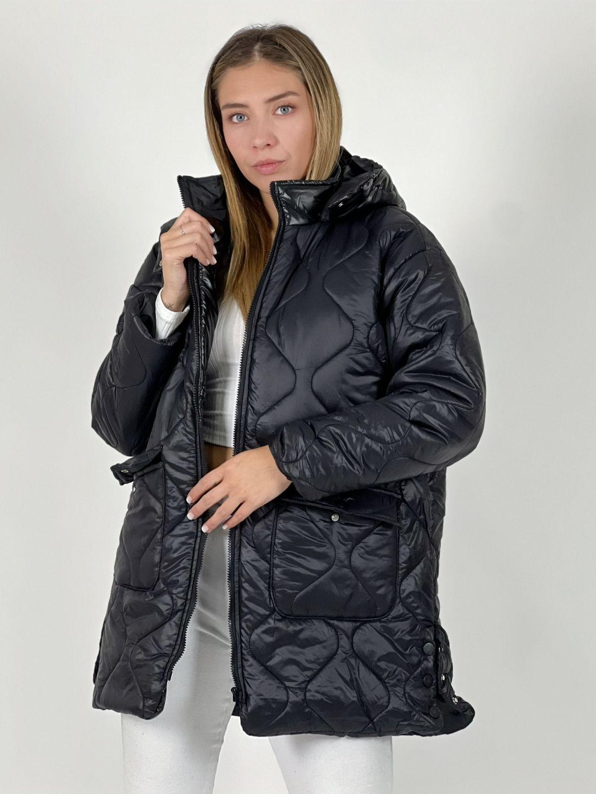 Parka con Capucha Cuello Metalizado