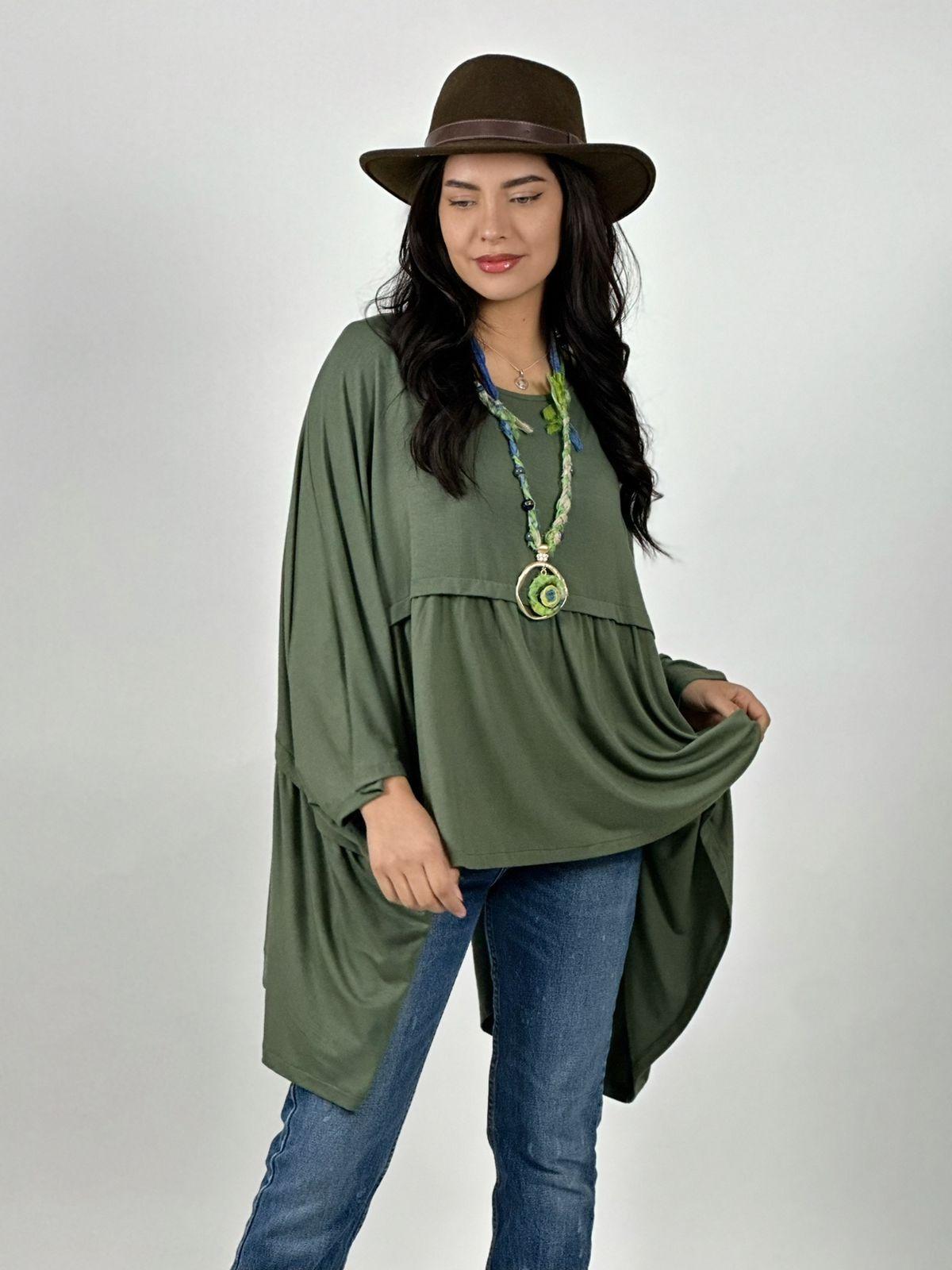 Polera Boho Holgada Costura Horizontal