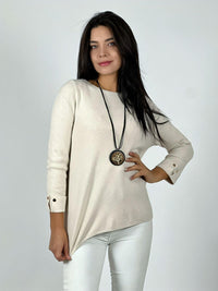 Sweater de lana mangas dobles y botones