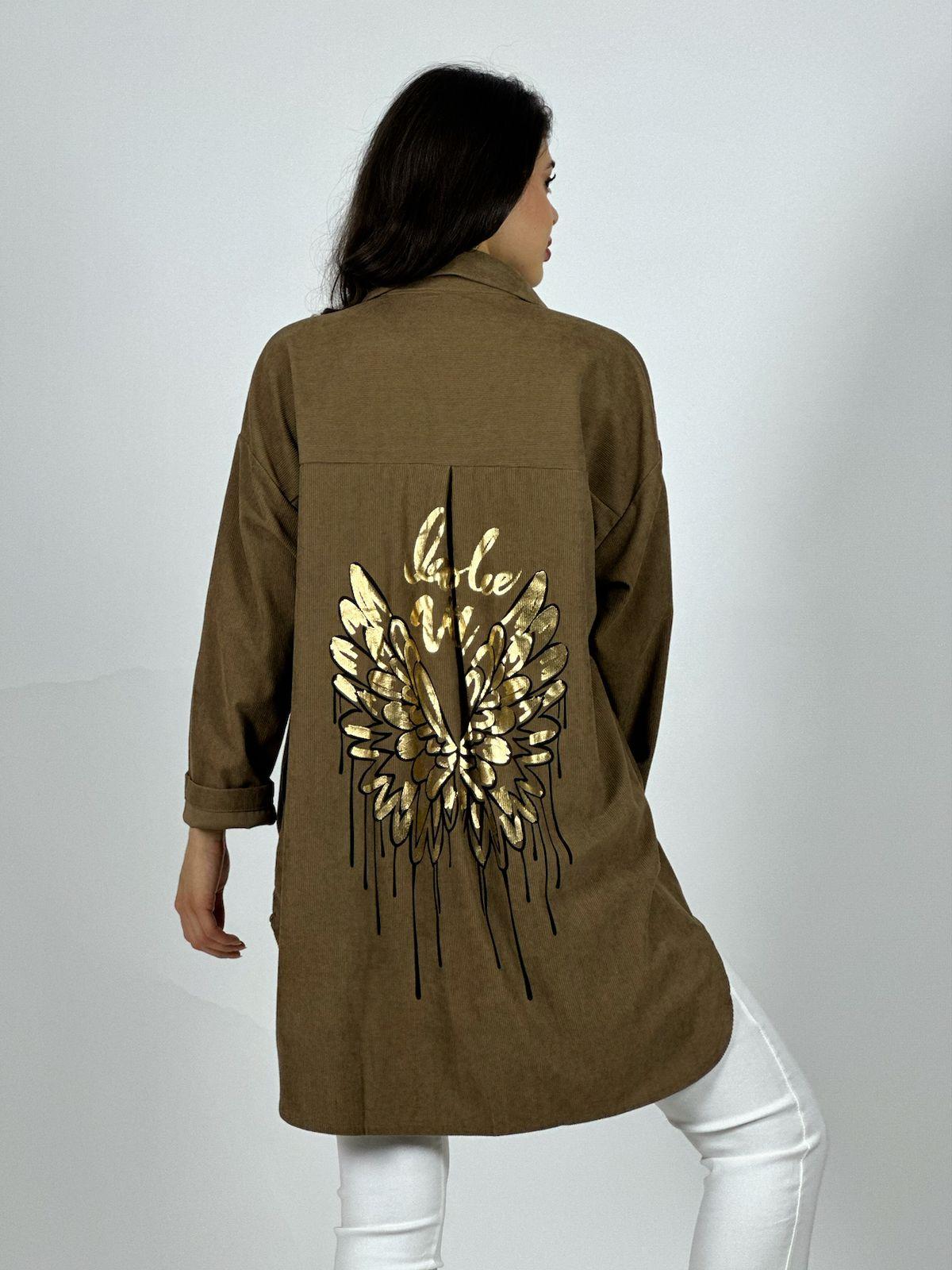 Abrigo Cotelé Delgado Alas Brillantes Dorso