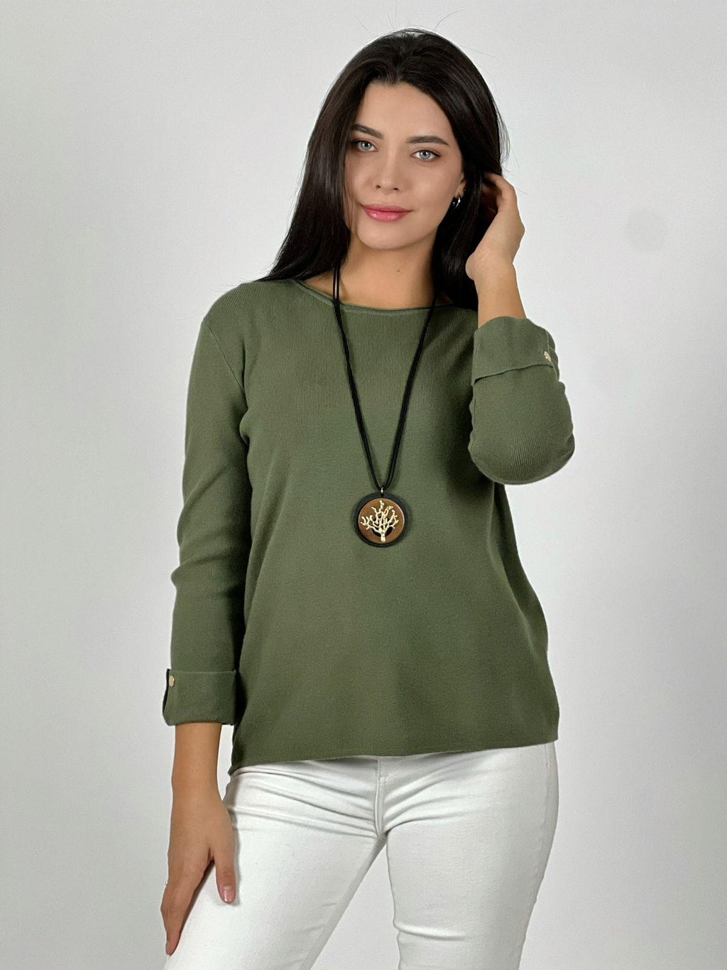 Sweater de lana mangas dobles y botones