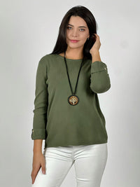 Sweater de lana mangas dobles y botones