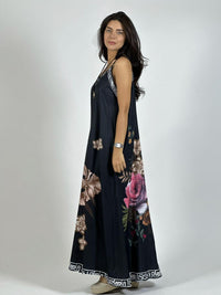 Vestido Satín Con Flores