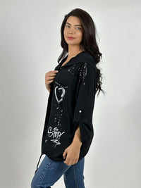 Blusa Crepé  Estampado Letras con Gorro