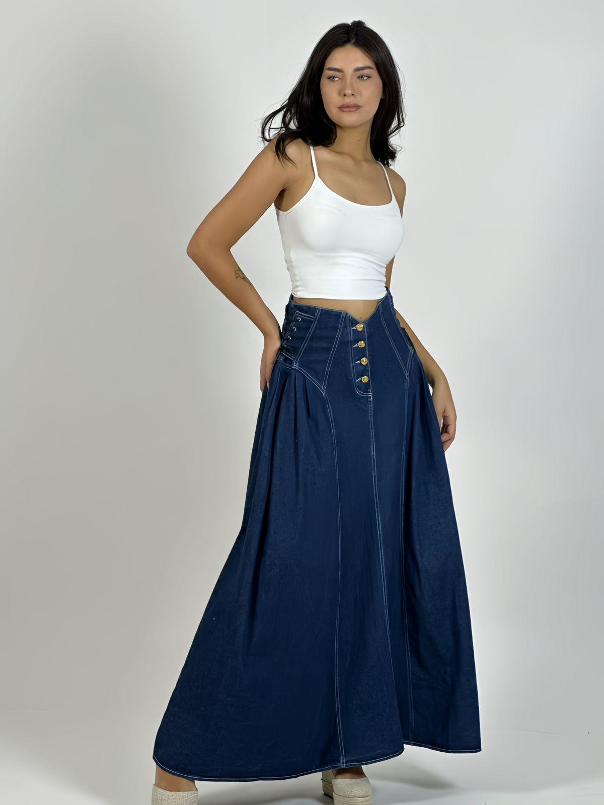 Falda Larga Mezclilla Amarrada