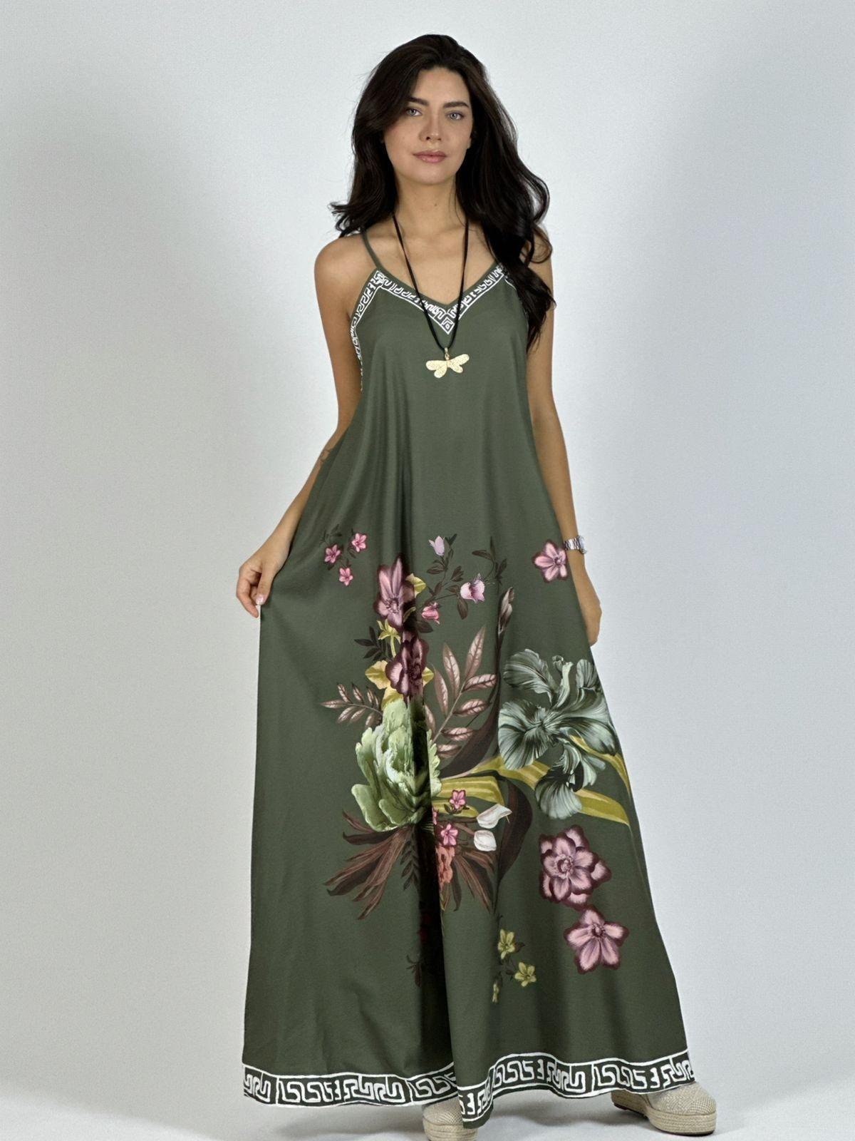Vestido Satín Con Flores