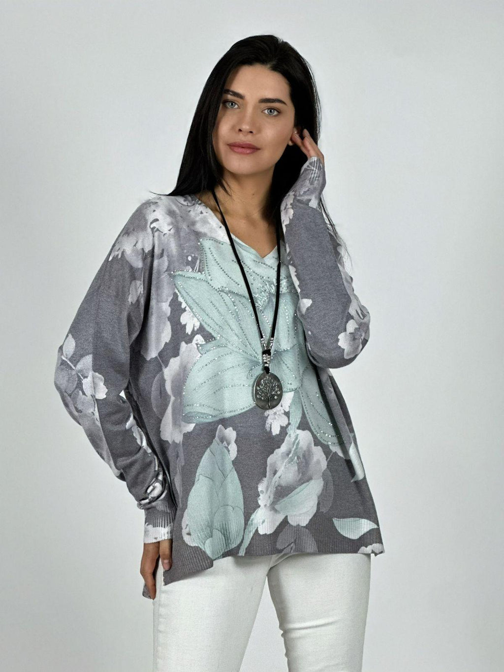 Sweater Spandex Flor de Loto Brillos