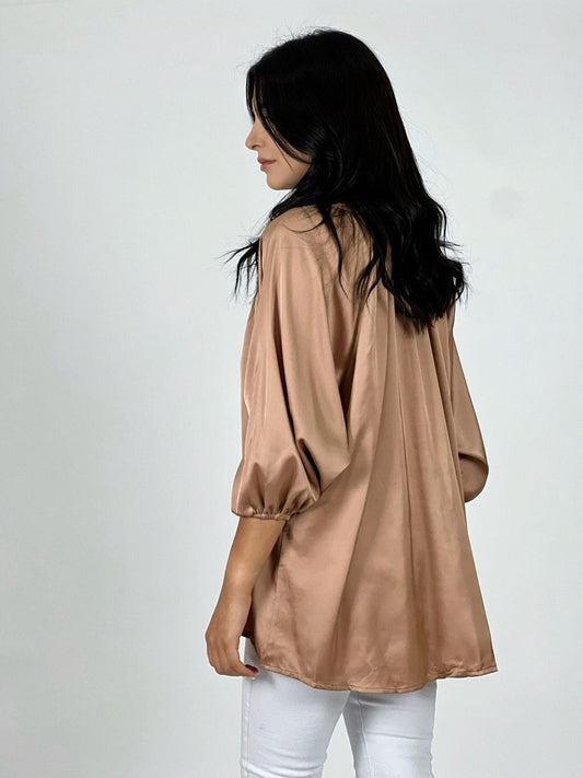 Blusa Satin Cuello V