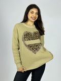 Sweater Cashmere Corazón Print con Brillos