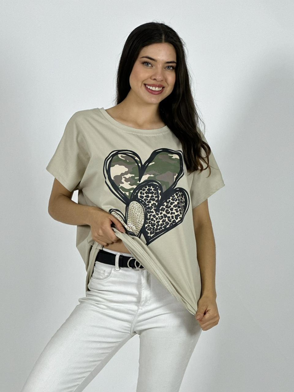 Polera Algodón Casual Triple Corazón