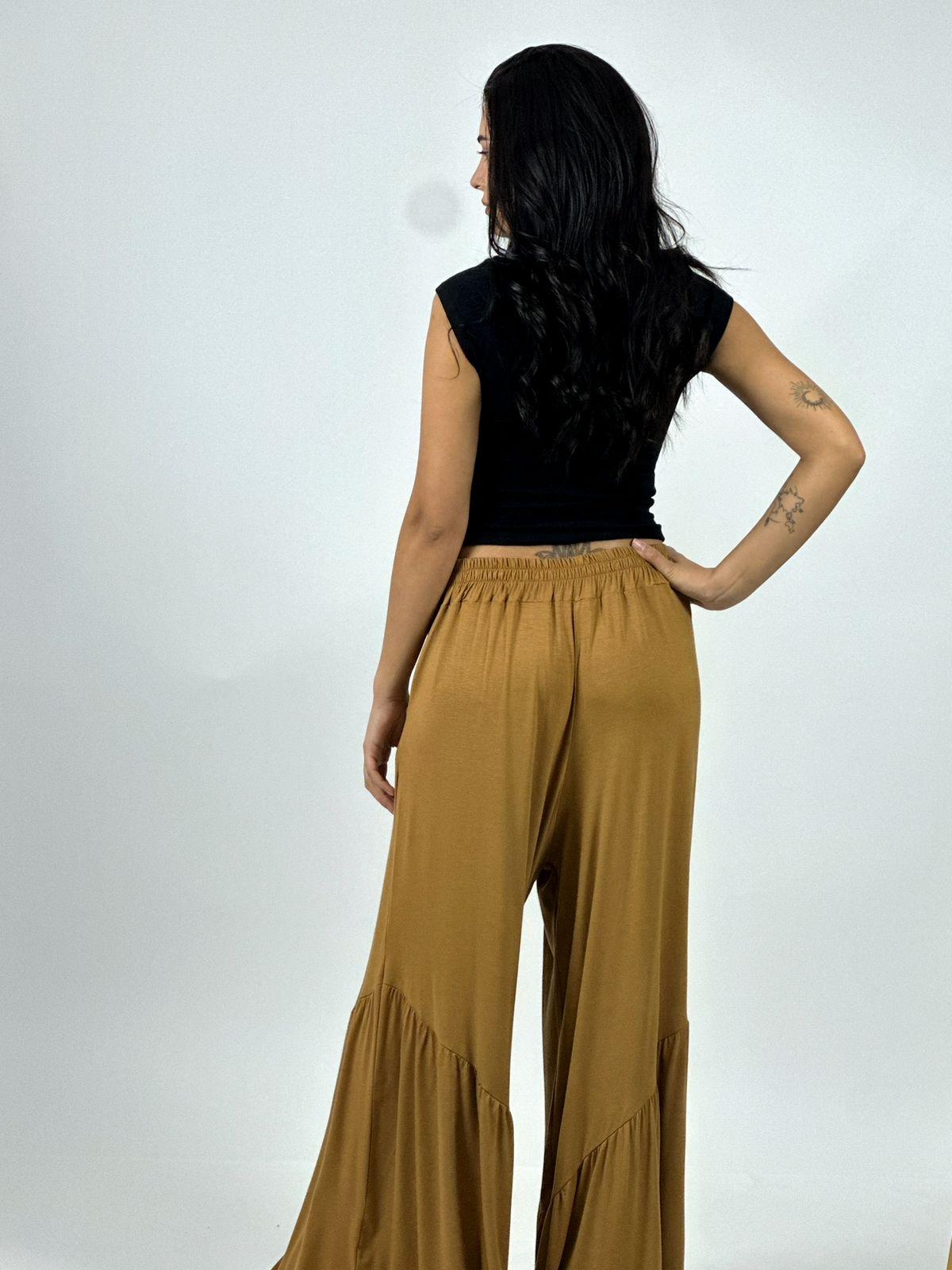 Palazzo Algodón Casual con Faroleos