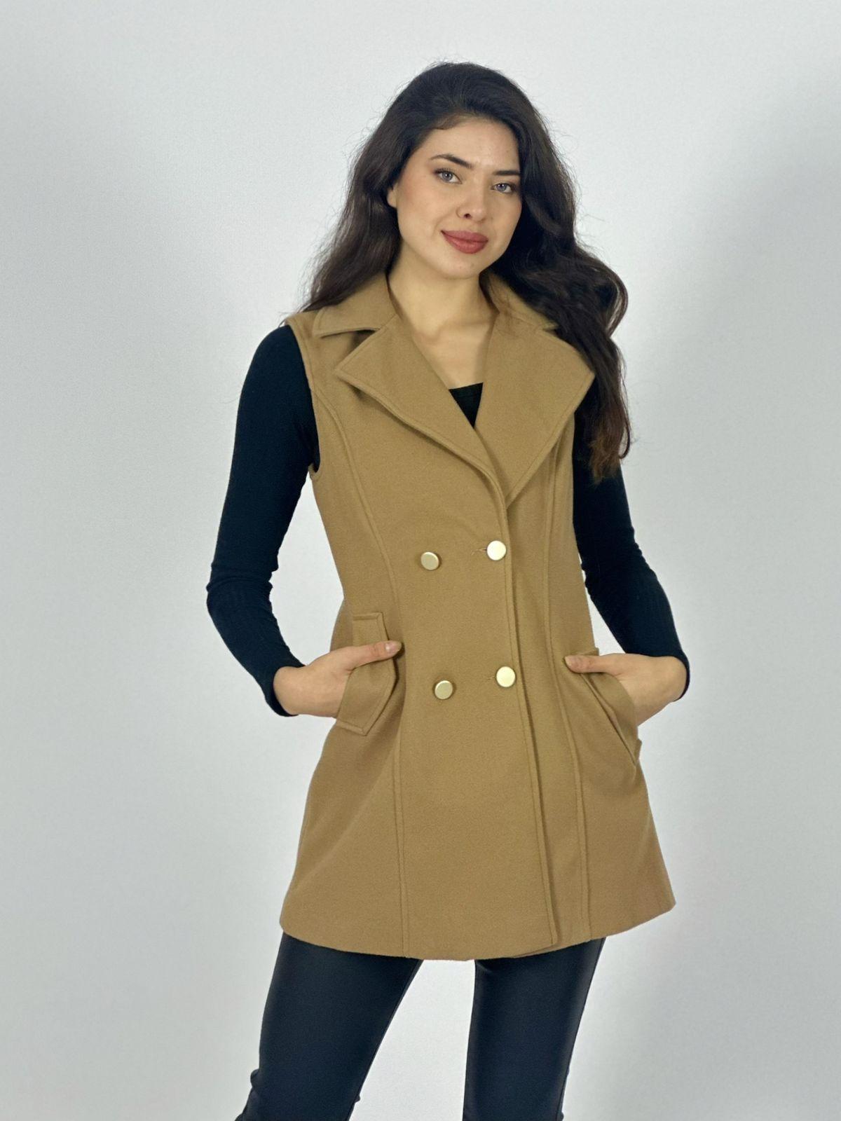 Abrigo Paño Sin Mangas 4 Botones