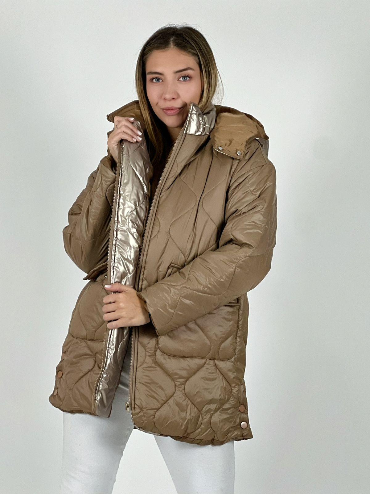 Parka con Capucha Cuello Metalizado