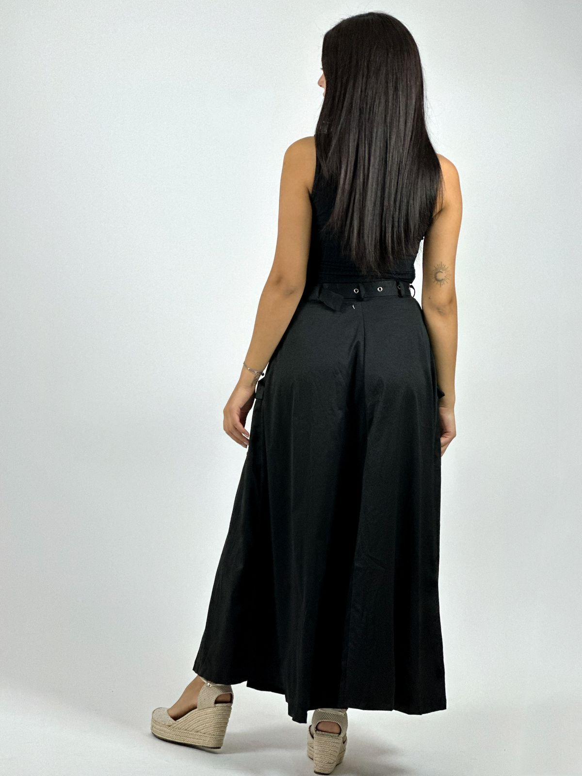 Falda Larga Con Cinturón y Cierre Abertura