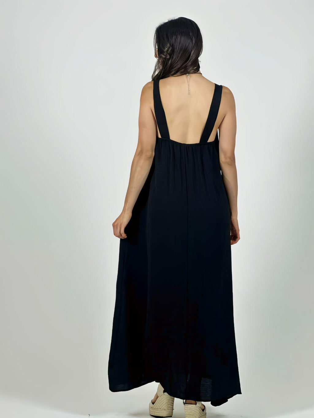 Vestido Crepé Tirantes Con Flores Brillantes