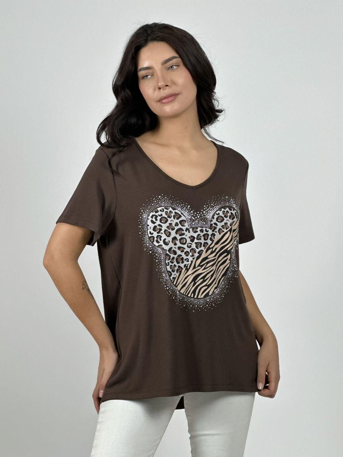 Polera Algodón Mickey Con Brillos