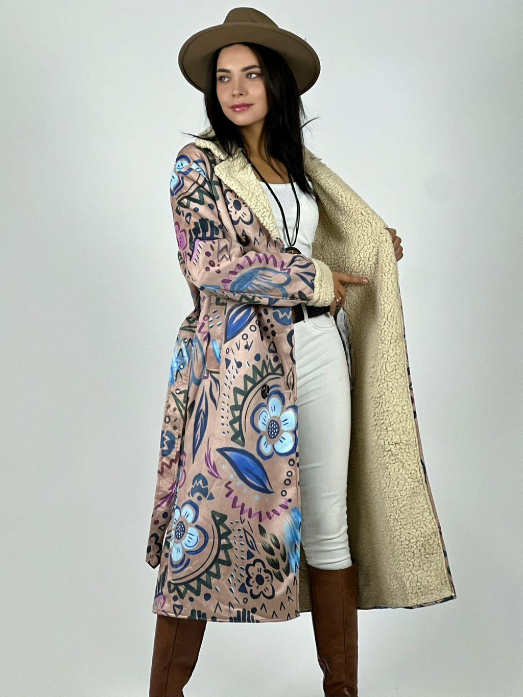 Abrigo Estilo Italiano Diseño Flores