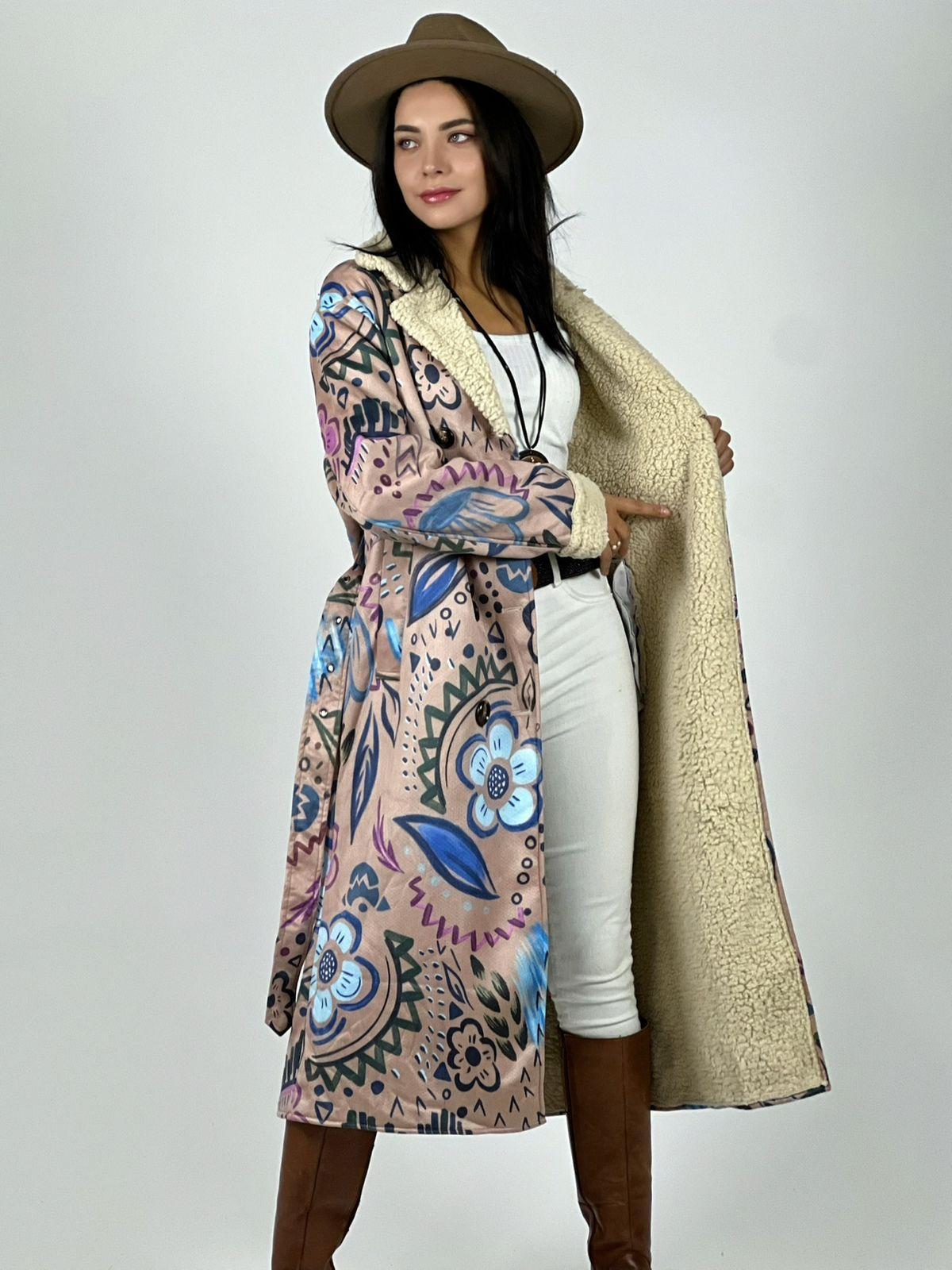 Abrigo Estilo Italiano Diseño Flores