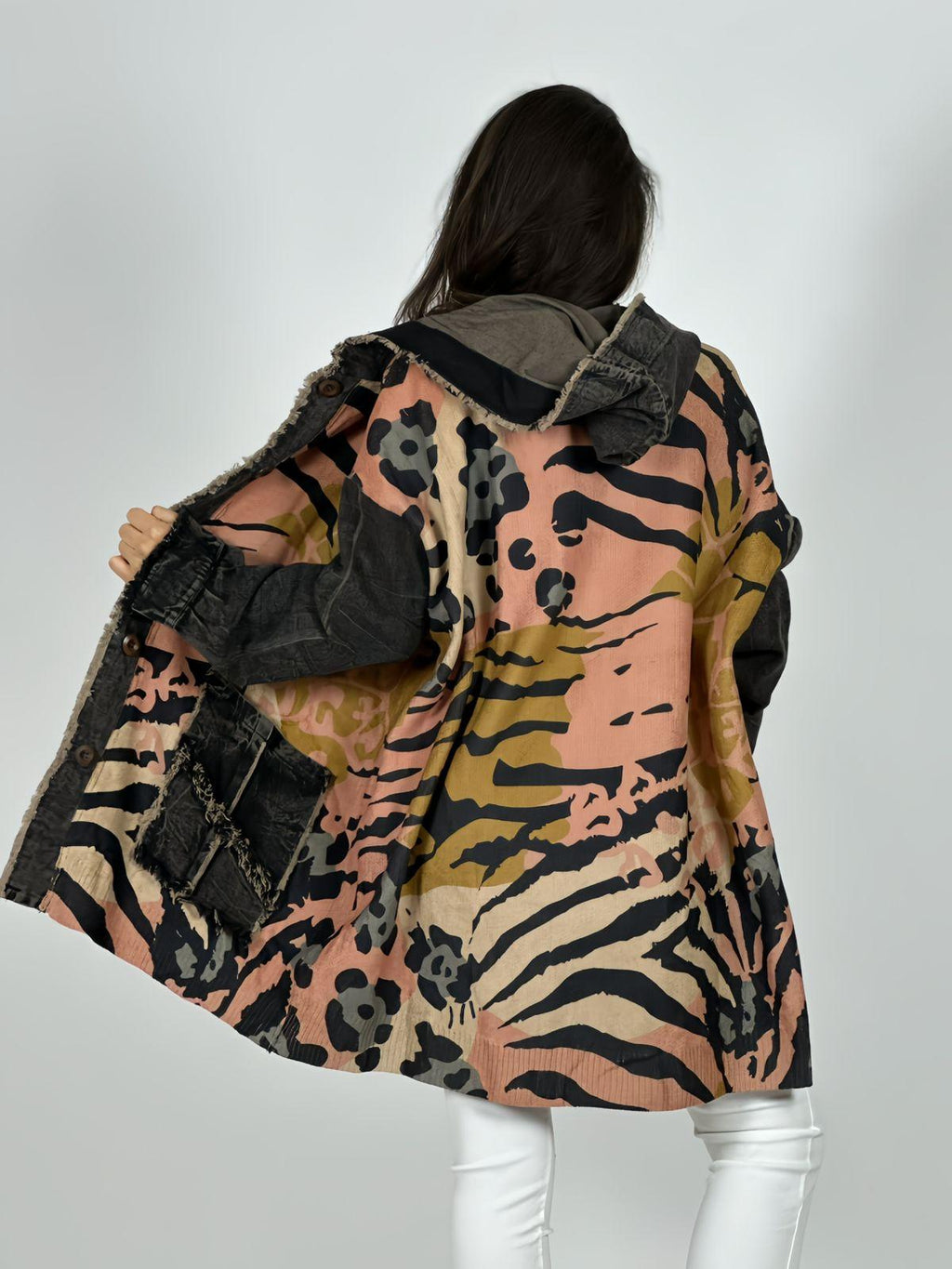 Abrigo Mezclilla/Lana Mix Print