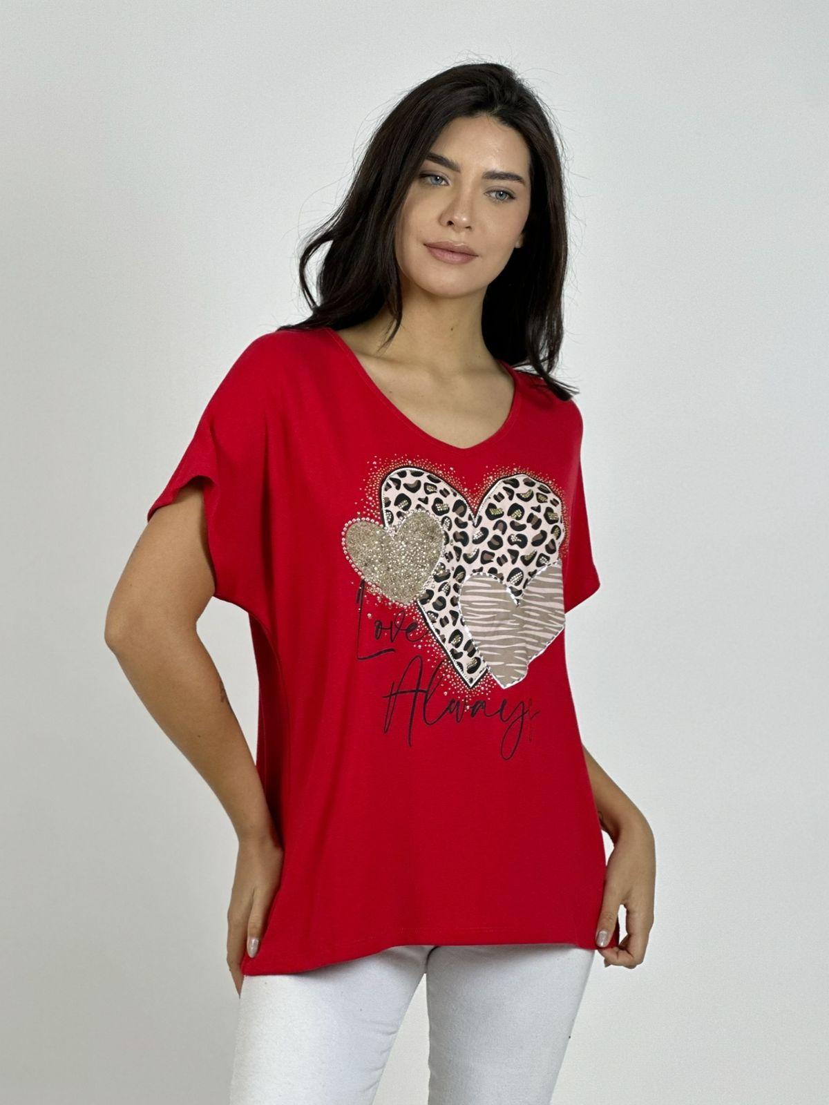 Polera Algodón 3 Corazones Print