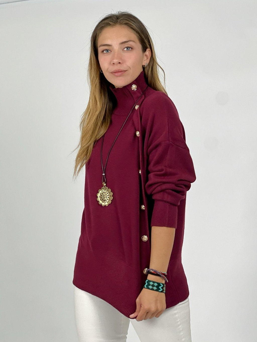 Sweater Lana Botones Dorados